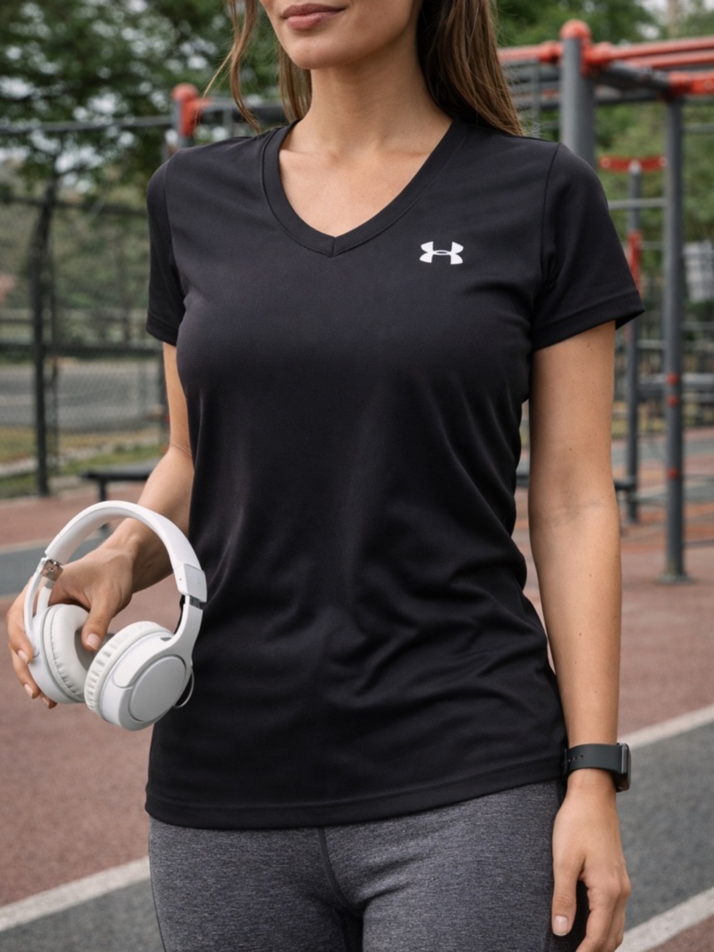 Under Armour Black V-Neck Short Sleeve Performance Tee